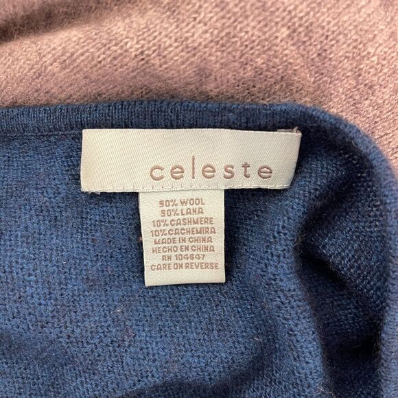 Celeste Poncho Sweater Small Medium Large One Size Teal Blue Gray Wool Cashmere - Picture 5 of 6